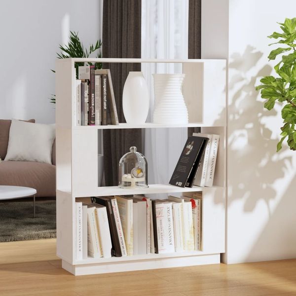 vidaXL Bücherregal/Raumteiler Weiß 80x25x101 cm Massivholz Kiefer 814055