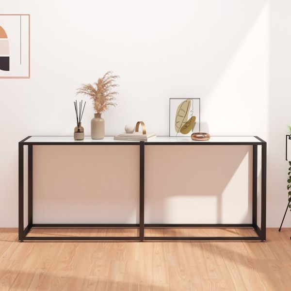 vidaXL Konsolentisch Weiß Marmor-Optik 180x35x75,5 cm Hartglas 331684