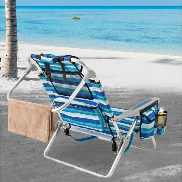 COSTWAY Campingstuhl (2 St), Klappstühle mit 5-Fach verstellbare Hochlehne