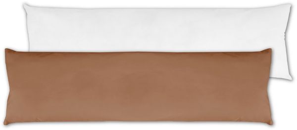 Seitenschläfer Kissenhülle Kissenfüllung Körperkissen, bequem und anschmiegsam in vielen verschiedenen Farben erhältlich (ca. 40x140cm + Kissenfüllung / braun - hellbraun)
