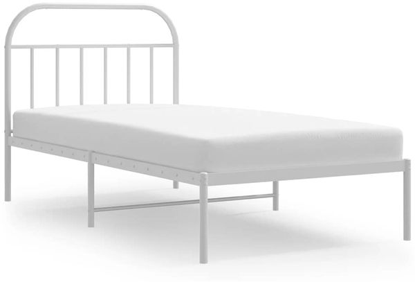Einzelbettgestell Design für Erwachsene mit Kopfteil Metall Weiß 100x190 cm d2835e