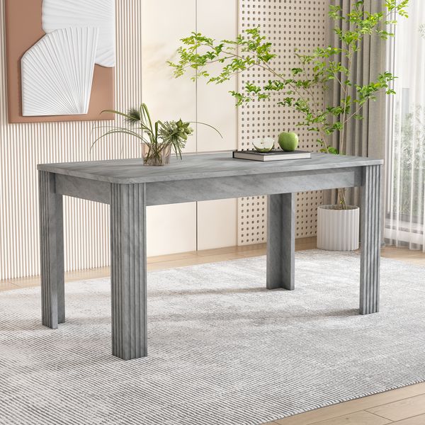 Esstisch, Tischgröße: ca. siehe Abbildung, Grau, Spanplatte mit Holzmaserung – moderner, stabiler Esstisch,65*116*75 cm