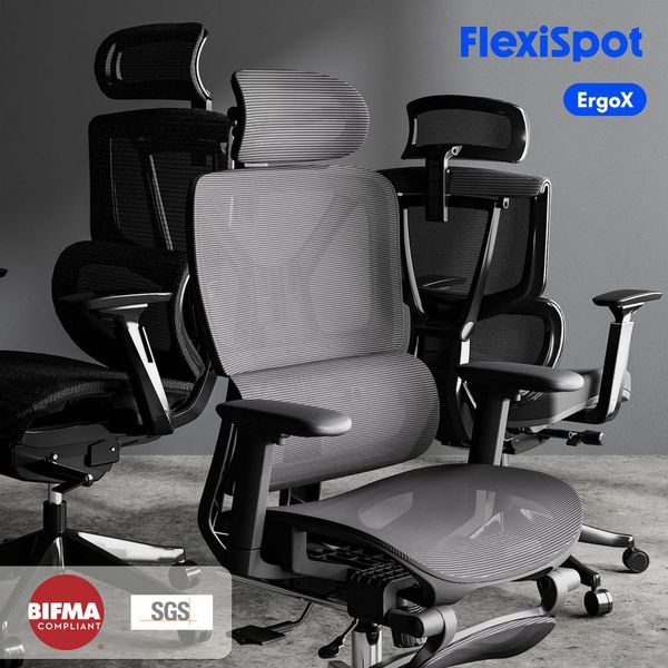 FLEXISPOT Bürostuhl Schreibtischstuhl Premium Ergonomischer C7 (Rückenlehne verstellbar 90°-135°, 3D-Armlehnen, 3D-Kopfstütze, 5D-verstellbare Rückenlehne), Ergonomischer Chef-Mesh-Bürostuhl, Computer-Bürostuhl, 130KG Tragkraft