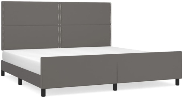 Bettgestell mit Kopfteil Kunstleder Grau 200x200 cm [3125534]