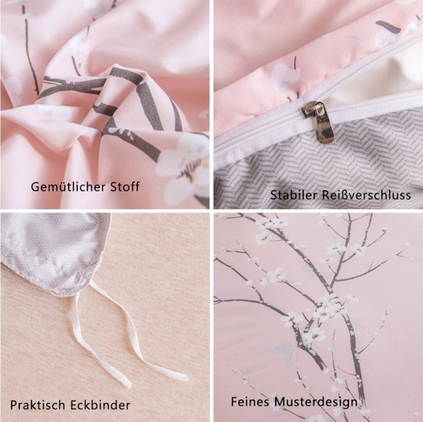 NUODWELL Bettwäsche Bettwäsche-Sets, Pflanzenmuster Polyester Bettdecke mit Reißverschluss, Bettwäsche Set 2/3 Teilig Mikrofaser Bettbezug und Kissenbezug 50x75cm Bild 2