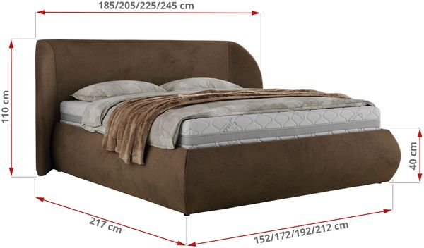 Polsterbett mit Lattenrost, Doppelbett Bettkasten, Bettgestell mit Gasdruckfeder - CAELA CLASSIC - 140 x 200 cm - Braun Velvet Bild 7