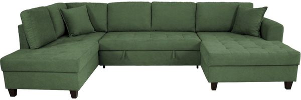 Trends by HG Wohnlandschaft Moritz U-Form, B: 324 cm, mit Bettfunktion, Bettkasten & Zierkissen