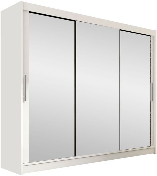 Kleiderschrank Aston III (Farbe: Weiß / Spiegel, ohne Beleuchtung)