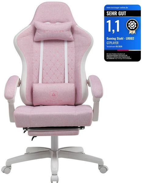 GTPLAYER Gaming-Stuhl Ergonomischer Gaming Sessel Schreibtischstuhl aus Stoff/Kunstleder (Pacekung), Federsitzkissen mit Fußstütze