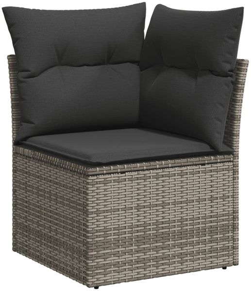 vidaXL 7-tlg. Garten-Sofagarnitur mit Kissen Grau Poly Rattan 3217690 Bild 3