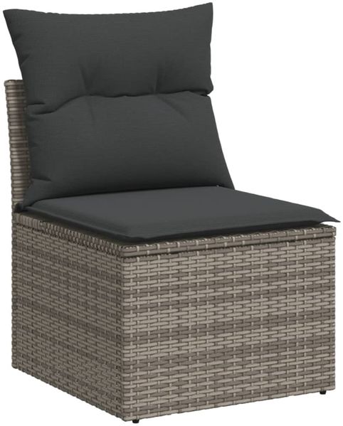 vidaXL 7-tlg. Garten-Sofagarnitur mit Kissen Grau Poly Rattan 3217690 Bild 4