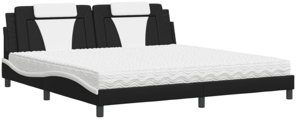 vidaXL Bett "Viana" mit Matratze Schwarz und Weiß 200x200 cm Kunstleder 3208822