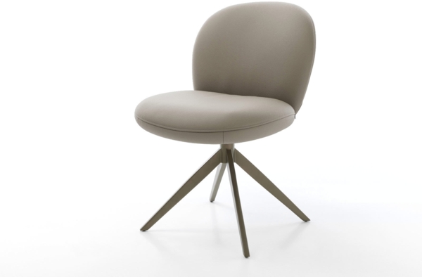 Drehstuhl Nube-Flex Echt-Leder Schlamm Kreuzgestell breit Effektfinish Titan 360° drehbar Wippfunktion Taschenfederkern