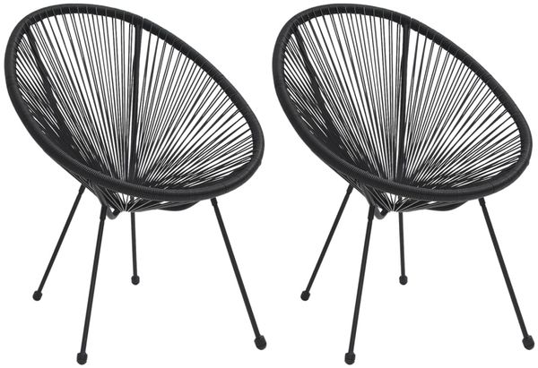 vidaXL Moon-Gartenstühle 2 Stk. Rattan Schwarz 312164
