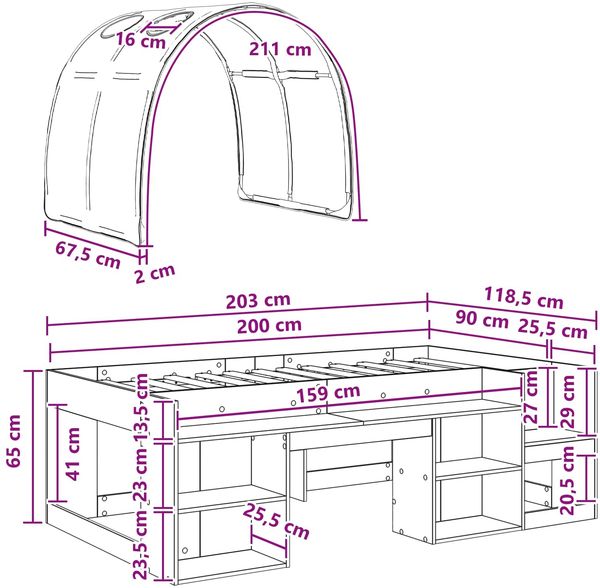 vidaXL Hochbett für Kinder mit Stauraum 3 Stk. Weiß und Rot 3423597 Bild 11