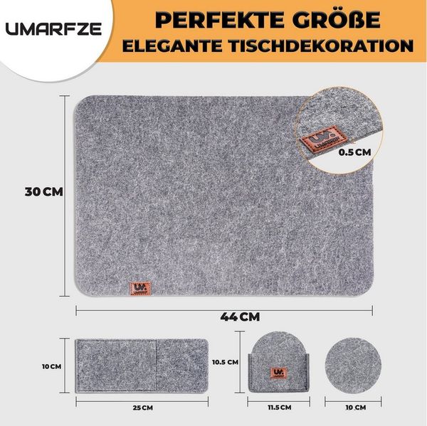 Montegoni Platzset Rutschfeste Tischset aus Filz 18er Set, abwaschbare Platzsets 44x32 cm, (Set, 18er Tischuntersetzer-Set), Platzdeckchen abwischbar