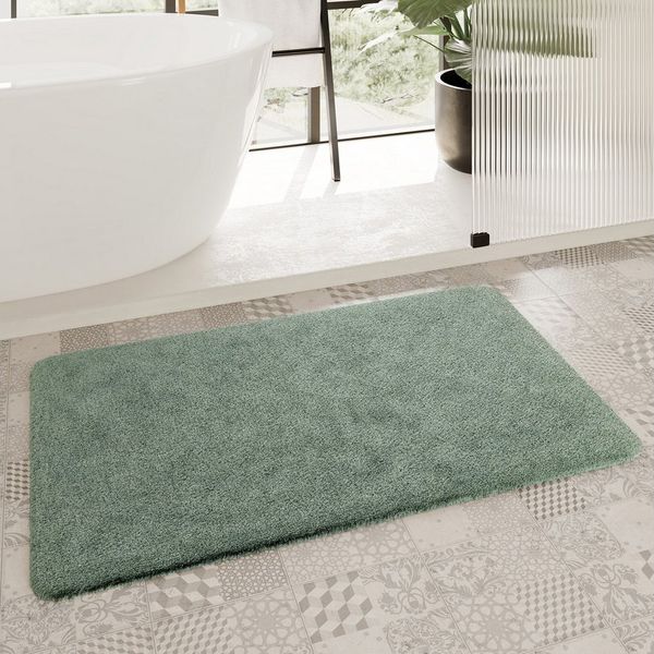 Homie Living Badematte Porto Azzurro, Höhe 30 mm, rutschhemmend beschichtet, schnell trocknend, fußbodenheizungsgeeignet, Polyester, rechteckig, Badteppich, uni, rechteckig & rund, waschbar, Badezimmerteppich