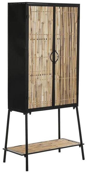 DKD Home Decor Sideboard, Rattan, Schwarz, Standard