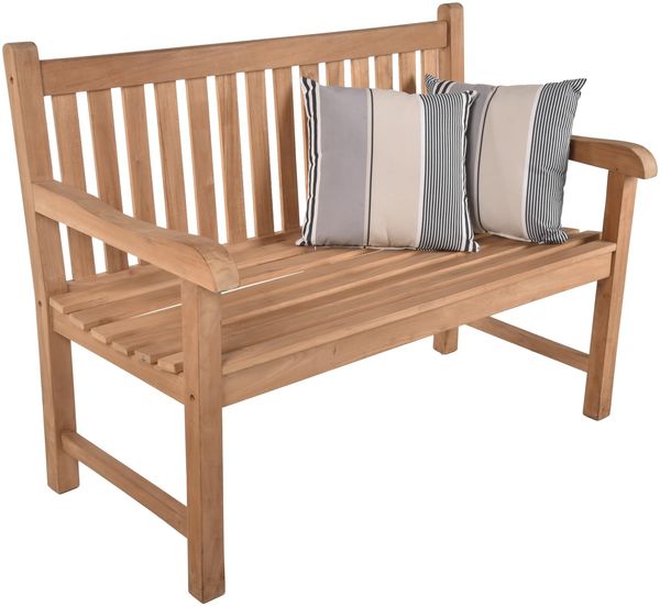 Gartenbank MARCEL 2-Sitzer - 122cm Breit, Teak, Hellbraun | Terrassenbank Wetterfest Sitzbank Outdoor Bank