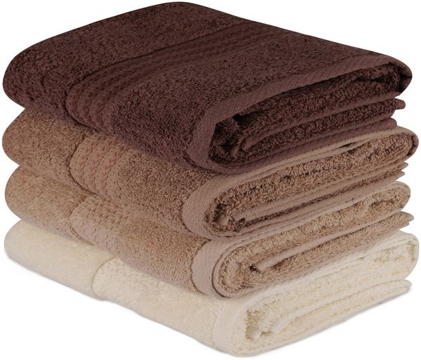 Handtuch-Set (4-teilig), 'Rainbow ', Creme, Beige, Braun