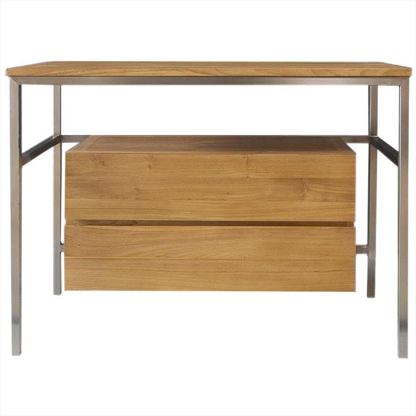 Badunterschrank Salonia aus Teakholz und Edelstahl - Breite vom Unterschrank: 105 cm