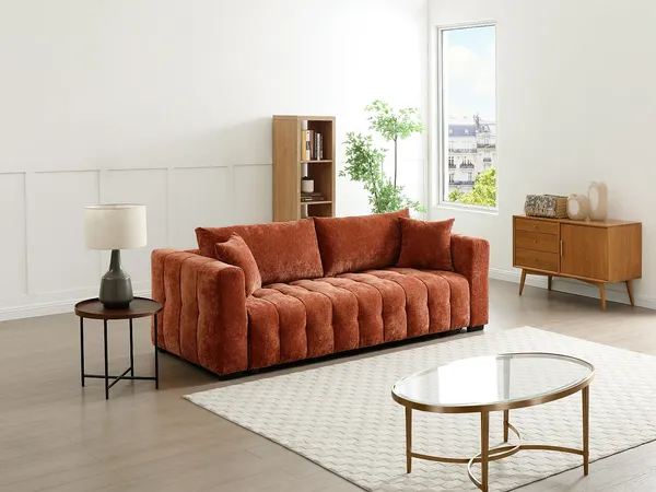 Vente-unique - PANILO Sofa Stoff Rot - B 97 cm x H 85 cm x L 240 cm