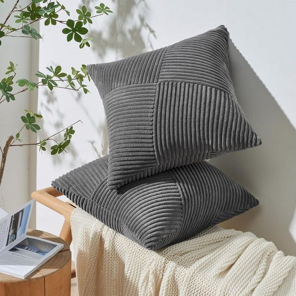 Topfinel Kissenbezüge Kordsamt 2er Set-Windmühle Streifen Muster-Sofakissen Wohnzimmer, Schlafzimmer, Kinderzimmer, Balkon-Deko Bestseller, Weich & Stylisch