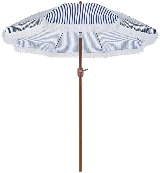 Yaheetech Sonnenschirm ∅215/242cm, Gartenschirm mit Quasten & Kurbelsystem für Außenbereich, Neigbar