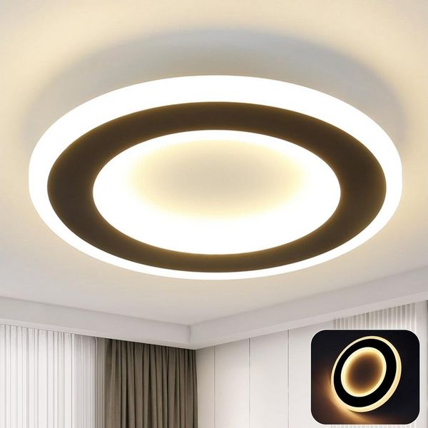Nettlife LED Deckenleuchte LED Deckenleuchte Schwarz Weiß Quadratisch Ø24cm, LED fest integriert, Warmweiß, für Wohnzimmer Schlafzimmer Küche Flur