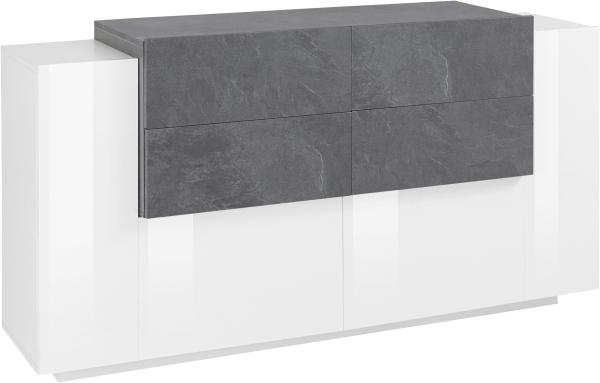 Sideboard >Catania< in Weiß-Hochglanz - 160x86x45cm (BxHxT)