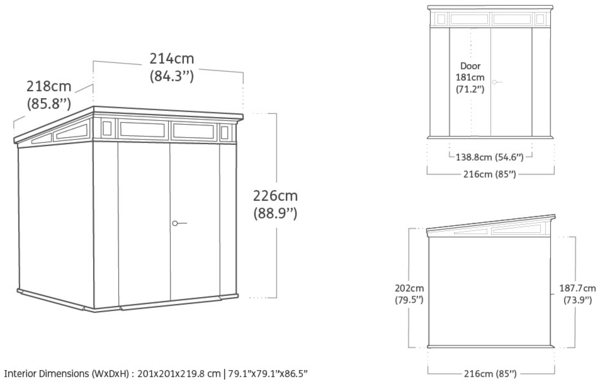 Keter 'Cortina 7x7' Gerätehaus inkl. Fußboden, Holzoptik, Kunststoff, 216 x 218 x 226 cm Bild 7