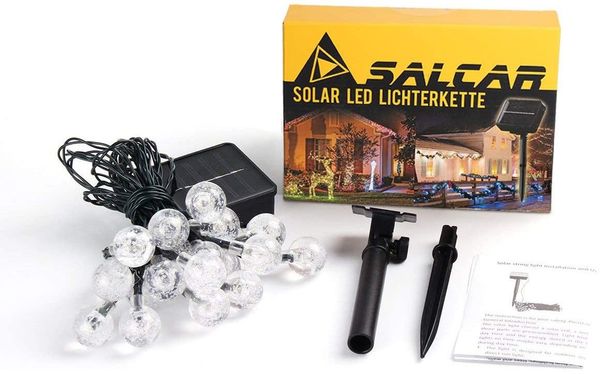 Salcar LED Solarleuchte LED Kugel-Lichterkette Außen Solar Gartenleuchte, 10m Warmweiß Bild 6