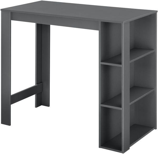 Bartisch Danderyd 120x60x106 cm mit 3 Ablagefächern Dunkelgrau [en. casa]