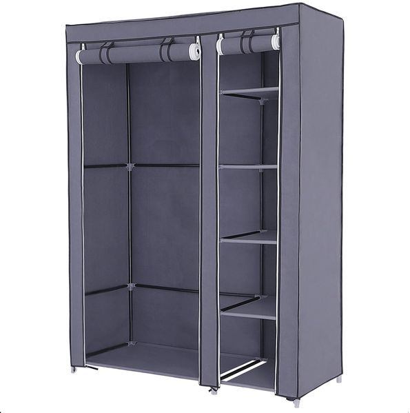 XL Garderobe, Faltschrank mit hochrollbaren Türen, Grau, 175 x 110 x 45 cm
