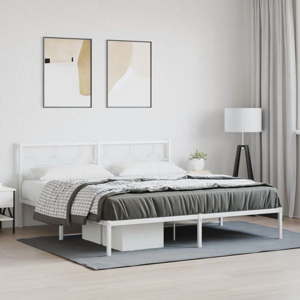 vidaXL Bettgestell mit Kopfteil Metall Weiß 183x213 cm 376280
