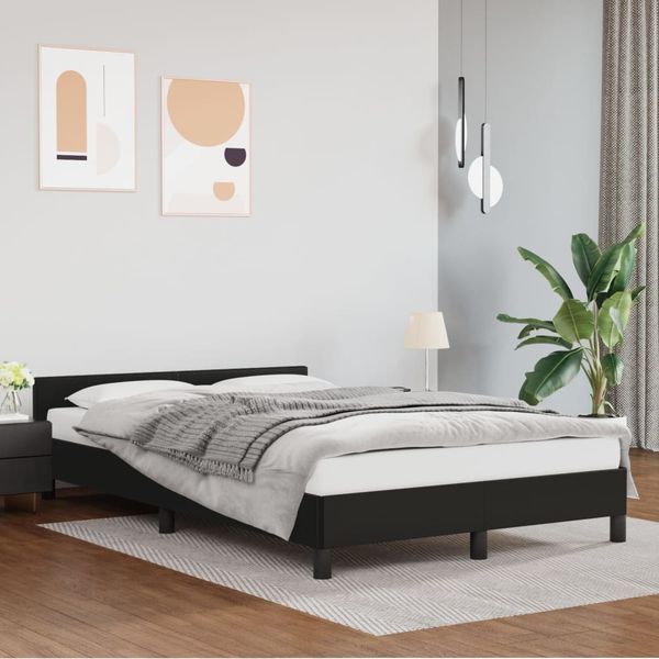 vidaXL Bettgestell mit Kopfteil, Kunstleder, Schwarz, 120x200 cm