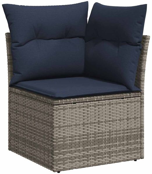 vidaXL 7-tlg. Garten-Sofagarnitur mit Kissen Grau Poly Rattan 3325876 Bild 4