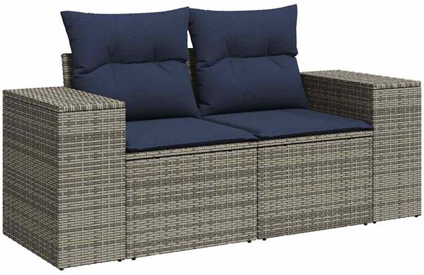 vidaXL 7-tlg. Garten-Sofagarnitur mit Kissen Grau Poly Rattan 3325876 Bild 5