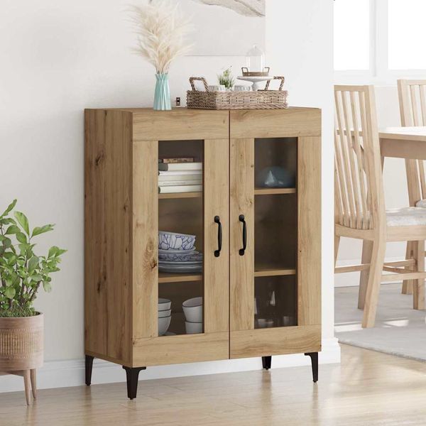 vidaXL Sideboard Artisan-Eiche 69,5 x 34 x 90 cm Verbundholz und Eisen 880825
