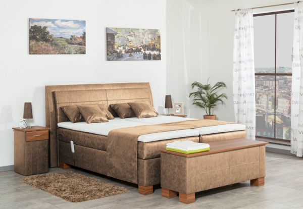 Meisterbetten Boxspringbett Like 200x200 in MS-Camel, Matratzenbezug Nano, Ergoflex-Topper Bild 4