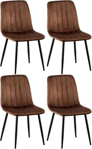 CLP 4er Set Stühle Dijon mit Lehne,braun Samt