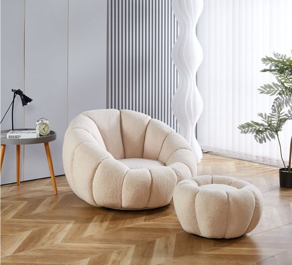 alesvelt Drehsessel Kürbis Sessel 360° Drehfunktion Relaxsessel inkl. Hocker (Set, 2-St), 360° Drehfunktion