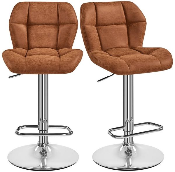 Yaheetech 2er-Set Barhocker mit Fußstütze, Drehbar & Höhenverstellbar, Retro-Braun Bild 5