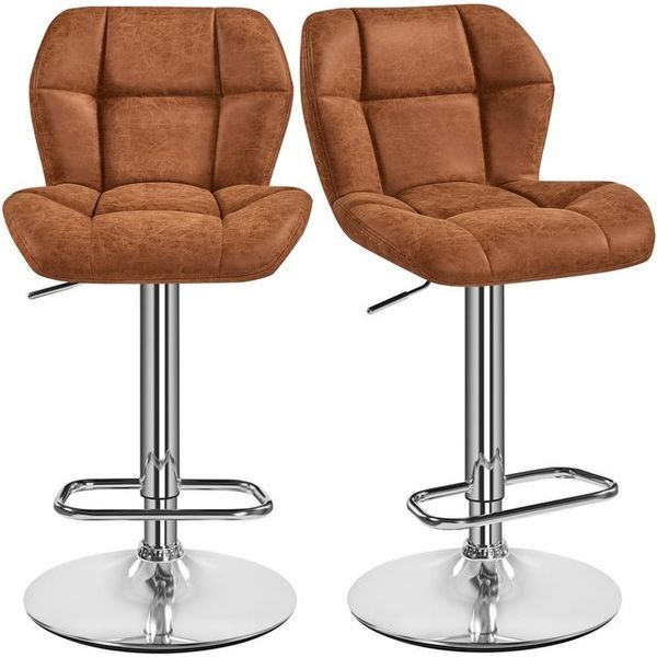 Yaheetech 2er-Set Barhocker mit Fußstütze, Drehbar & Höhenverstellbar, Retro-Braun Bild 4