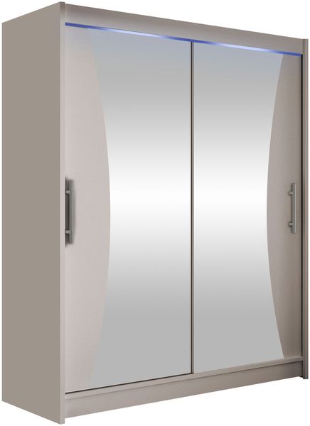 Kleiderschrank Westa IX, mit RGB LED Beleuchtung, Farbe: Cashmere / Spiegel