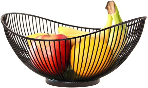 Obstschale, Obstkorb, Drahtkorb oval Ø ca. 29 x 13,5 x 25,5 cm, schwarz matt