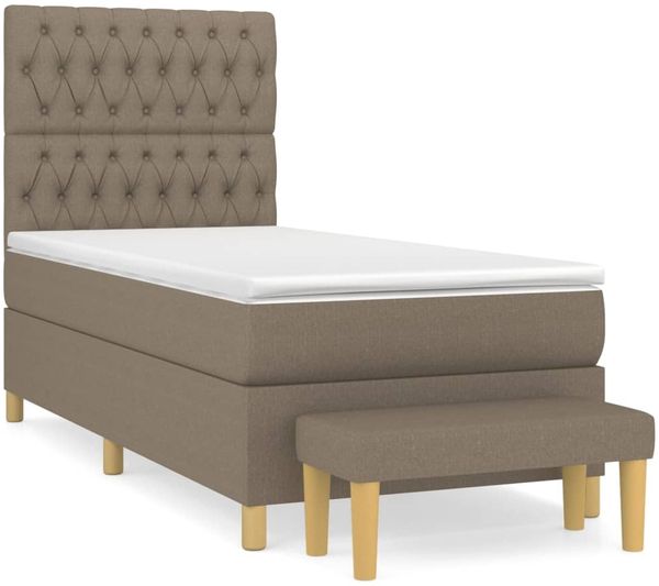 vidaXL Boxspringbett mit Matratze Taupe 90x200 cm Stoff 3137369 Bild 2