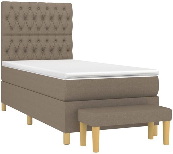 vidaXL Boxspringbett mit Matratze Taupe 90x200 cm Stoff 3137369 Bild 3