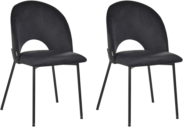 Esszimmerstuhl 2er Set COVELO Samtstoff Schwarz