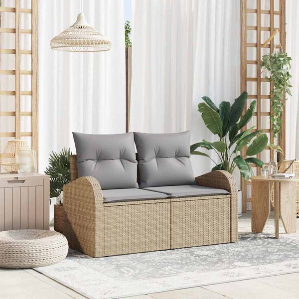 vidaXL Gartensofa mit Kissen Beige 124 x 62 x 69cm Poly-Rattan 42006745